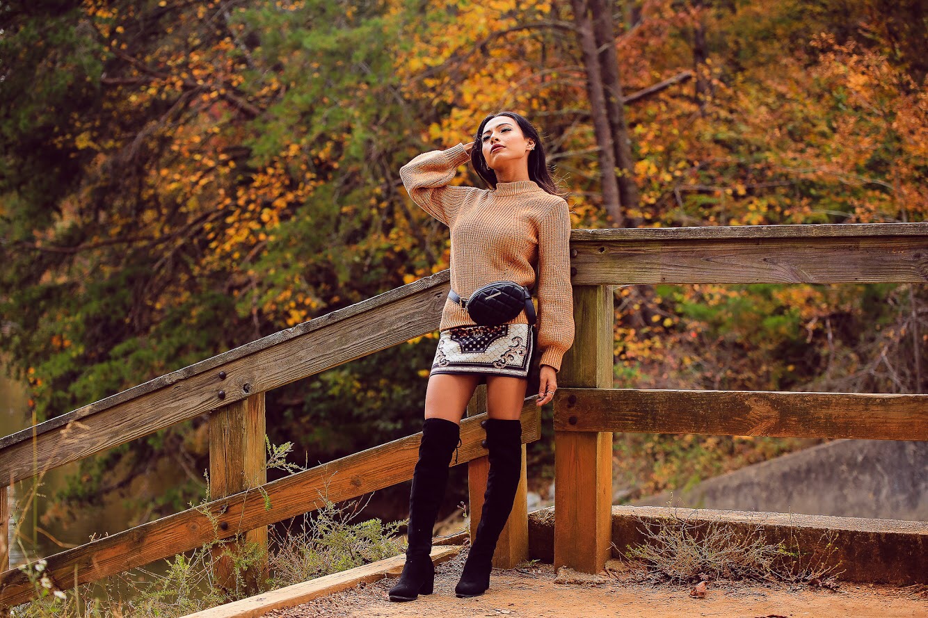 HOW TO STYLE SWEATER WITH OVER THE KNEE BOOTS